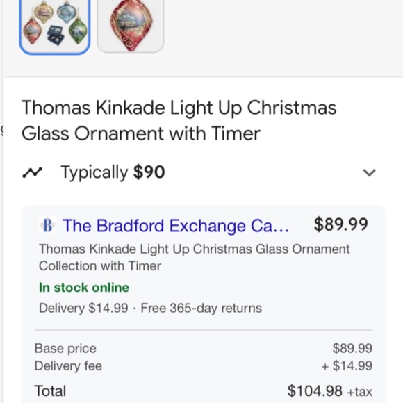 Thomas Kinkade 4 Light up Luminary Christmas Ornaments “Splendour of the Season” - Picture 6 of 6